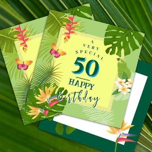 Carte de vœux verte annuelle de paradis tropical