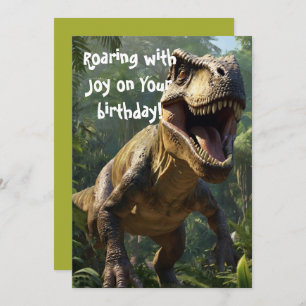 Carte de voeux verte d'anniversaire de Dinosaur
