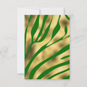 Carte de voeux verte et blanche Zebra Gold