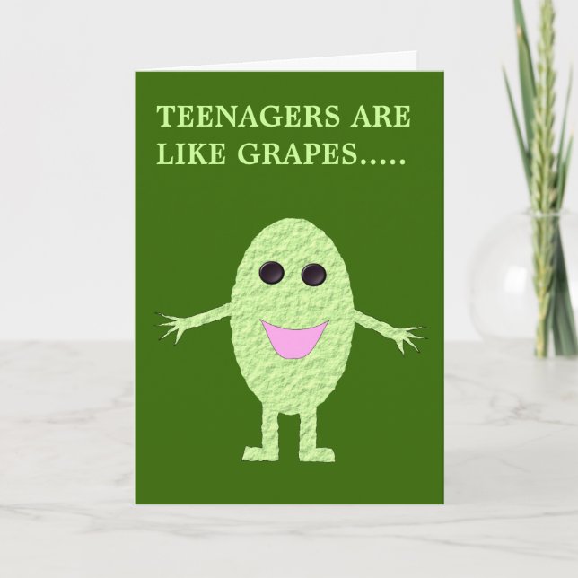 Carte de voeux verte heureuse d'adolescents de (Devant)
