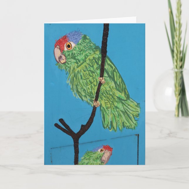 carte de voeux verte perroquet (Devant)