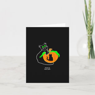Carte de vœux verticale petite Citrouille de chat