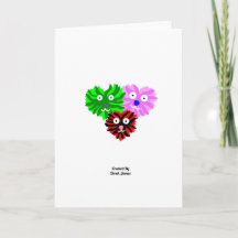 Carte de vœux verticale standard Heart Fuzzies