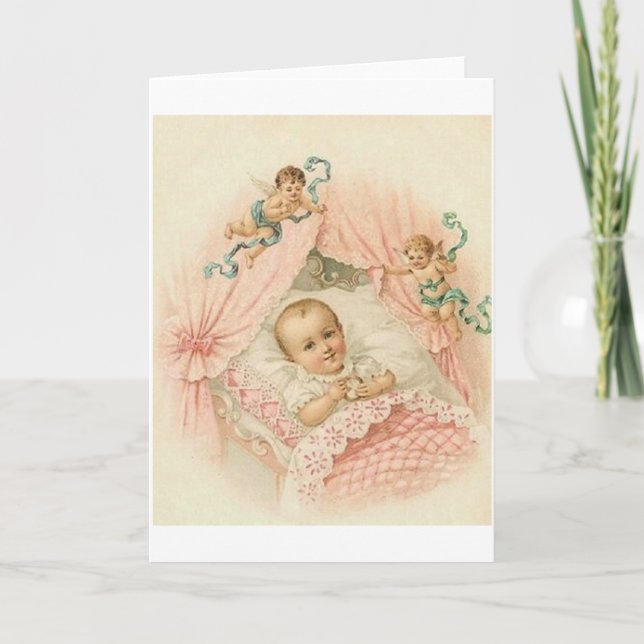 Carte de voeux Victorian Baby And Angels (Devant)