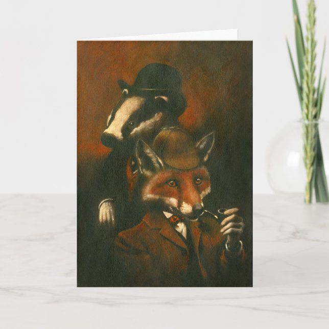 Carte de voeux Victorian Fox Et Badger (Devant)
