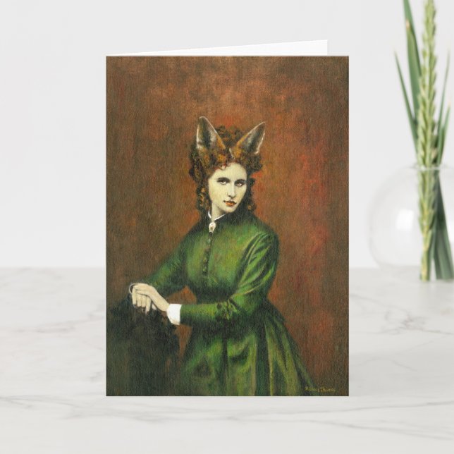 Carte de voeux Victorian Fox Lady (Devant)
