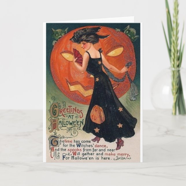 Carte de voeux victorienne de Halloween de la (Devant)