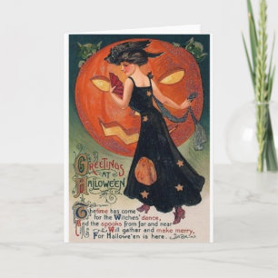 Carte de voeux victorienne de Halloween de la