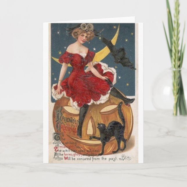 Carte de voeux victorienne de Halloween du charme (Devant)