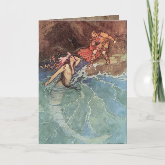 Carte de voeux victorienne de sirène (Devant)