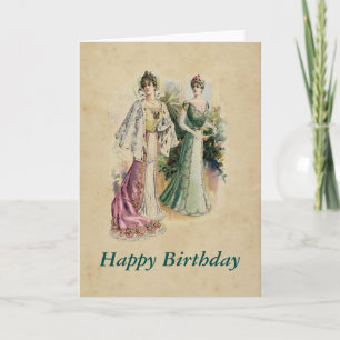 Carte de voeux victorienne élégante d'anniversaire