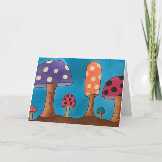 Carte de vœux vierge à l'aquarelle Champignon Colo (Devant)