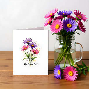 Carte de vœux vierge à motif floral Aster de Nouve