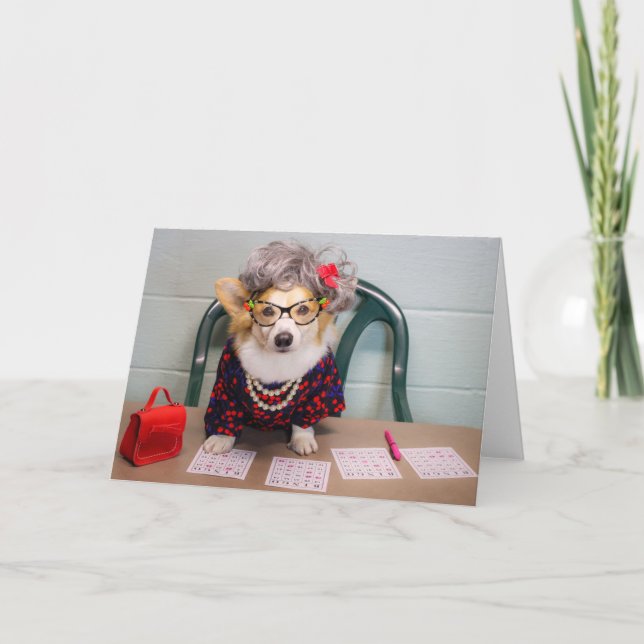 Carte de voeux vierge Bingo Corgi (Devant)