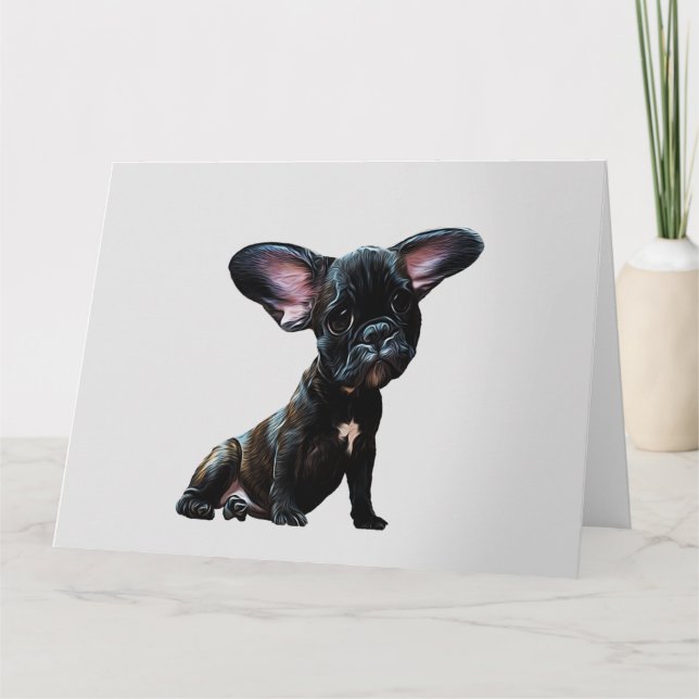Carte de vœux vierge caricature de Bouledogue fran (Devant)