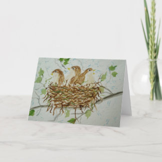 Carte de voeux vierge de 3 oiseaux de bébé