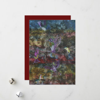 Carte de voeux vierge de colibris en vol