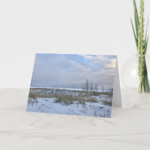 Carte de voeux vierge de la photo Winter Beach Lan