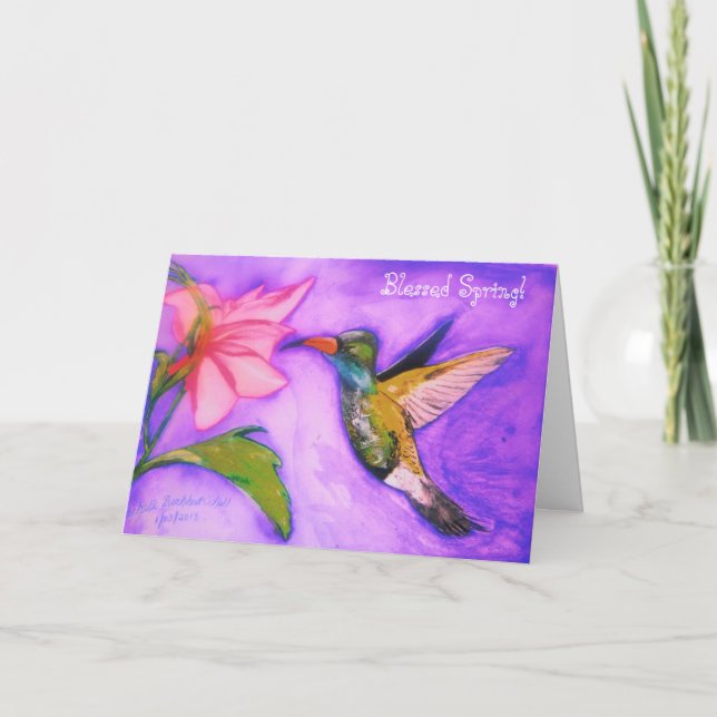 Carte de voeux vierge de printemps de colibri (Devant)