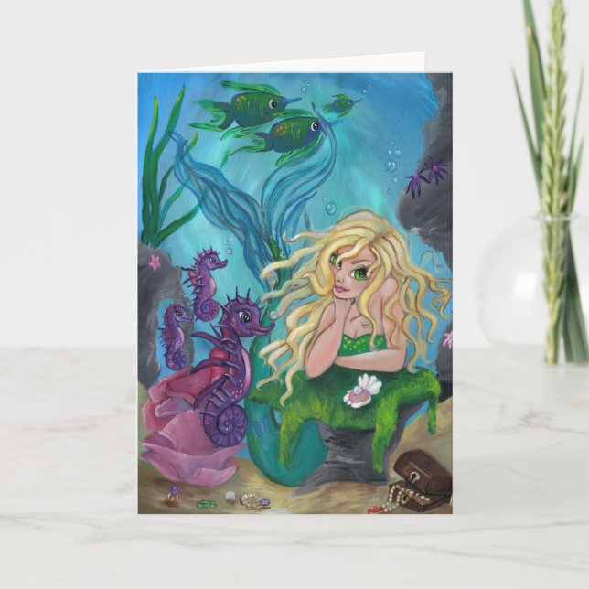 Carte de voeux vierge de sirène "sous-marine de (Devant)