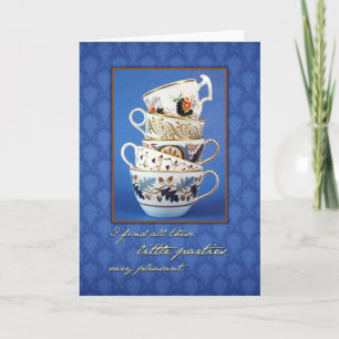 Carte de voeux vierge de tasses de thé de partie
