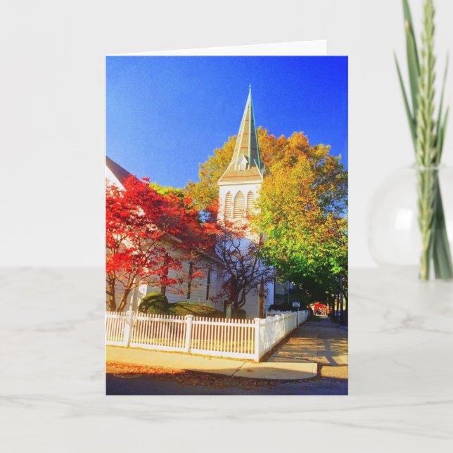 Carte de voeux vierge 'Église d'automne' (Devant)
