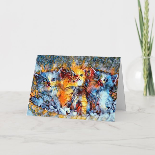 Carte de voeux vierge Mosaic Kittens (Devant)