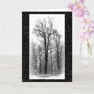 Carte de vœux vierge Neige d'hiver & Peuplier