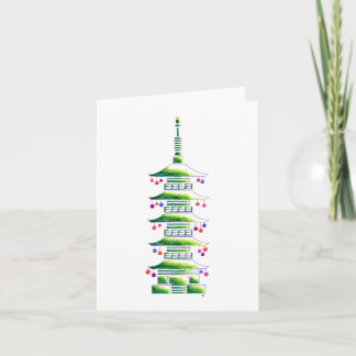 Carte de vœux vierge Pagode de Noël en chinoiserie