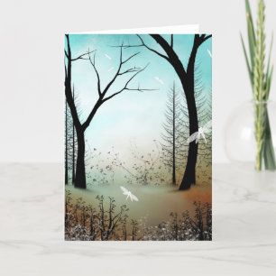 Carte de voeux vierge Ressort Dragonflies de bois