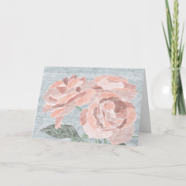 Carte de voeux vierge Rose tirée à la main (Devant)