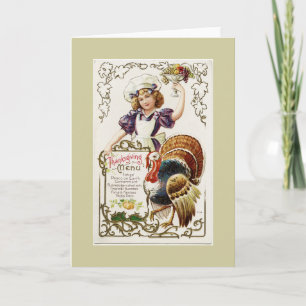 Carte de voeux vierge vintage Thanksgiving Menu