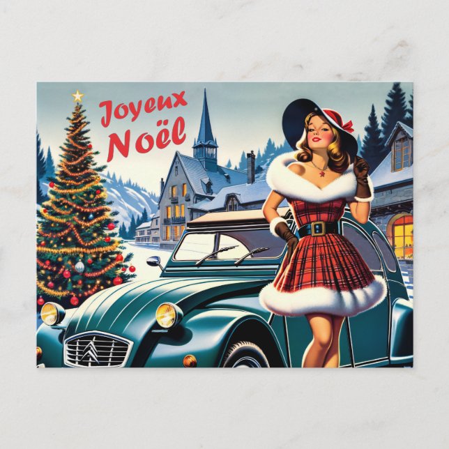 carte de voeux vin joyeux noël citroën 2CV  (Devant)