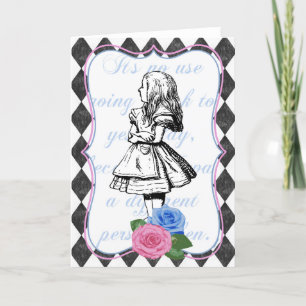 Carte de voeux vintage Alice au pays des merveille