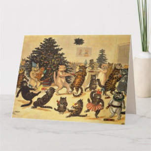 Carte de voeux vintage CAT NOËL LOUIS WAIN
