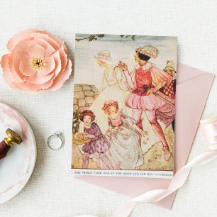 Carte de voeux vintage Cendrillon Fée Conte