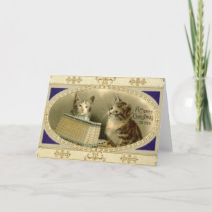 Carte de voeux Vintage Christmas Cat