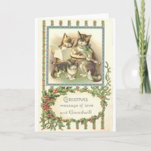 Carte de voeux Vintage Christmas Cats