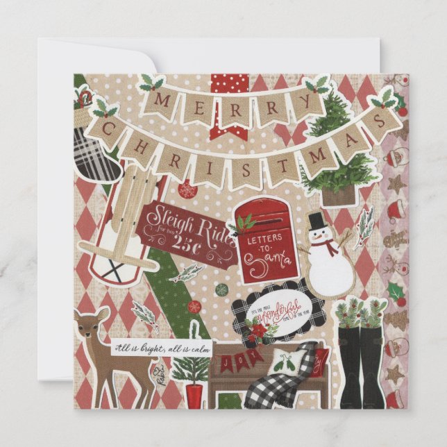 Carte de voeux Vintage Christmas Flat (Devant)