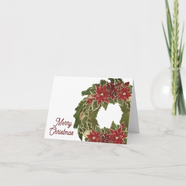 Carte de voeux Vintage Christmas Poinsettias Wreat (Devant)
