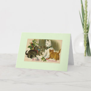Carte de voeux Vintage Christmas Snow Cat