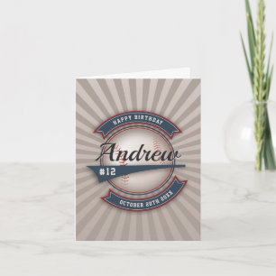 Carte de voeux vintage d'anniversaire de base-ball