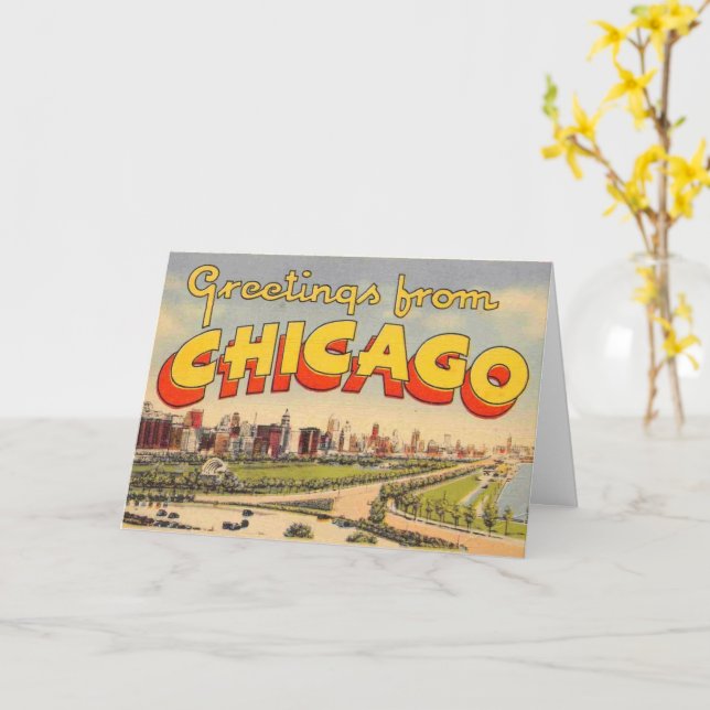 Carte de vœux vintage de Chicago (Fleur jaune)