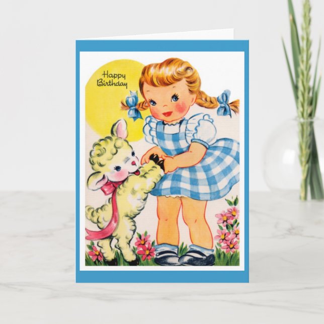 Carte de voeux vintage de fille (Devant)