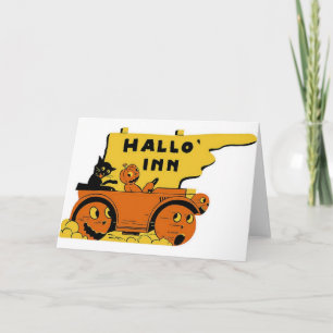 Carte de voeux vintage de Halloween - auberge de