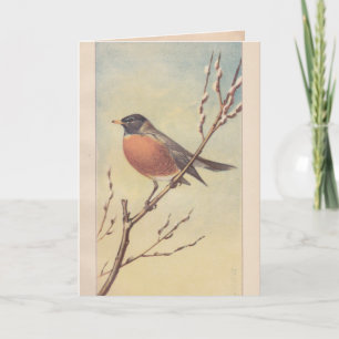 Carte de voeux vintage de Robin