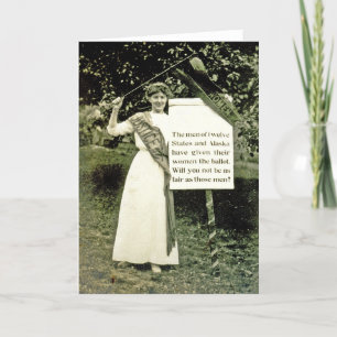Carte de voeux vintage de suffragette