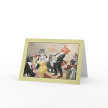 Carte de voeux vintage de vacances de chats,