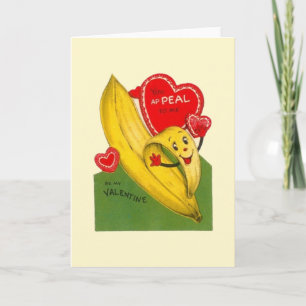 Carte de voeux vintage de Valentine de banane