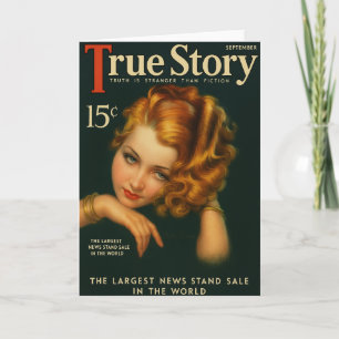 Carte de voeux vintage des années 1930 True Story 